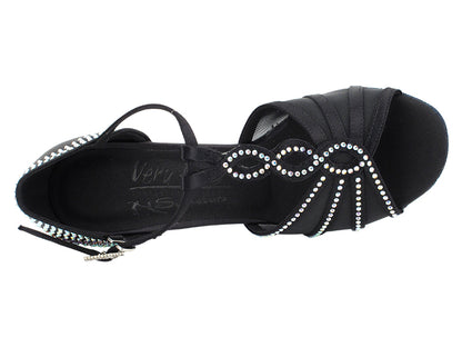 Ladies Crystal Collection S1009CC Black Satin