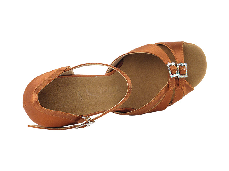 Ladies Ryhthm/Latin SERA1131 Dark Tan Satin