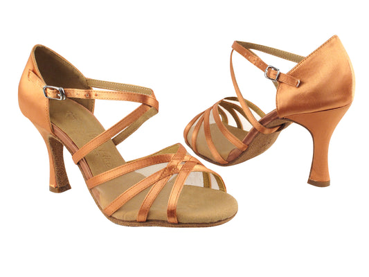 Ladies Rhythm/Latin SERA1605 Tan Satin/Flesh Mesh