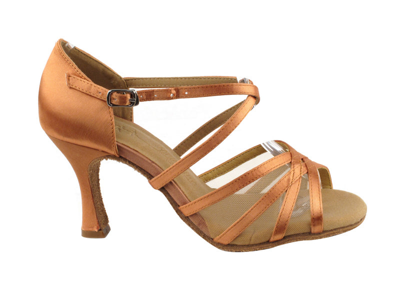 Ladies Rhythm/Latin SERA1605 Tan Satin/Flesh Mesh