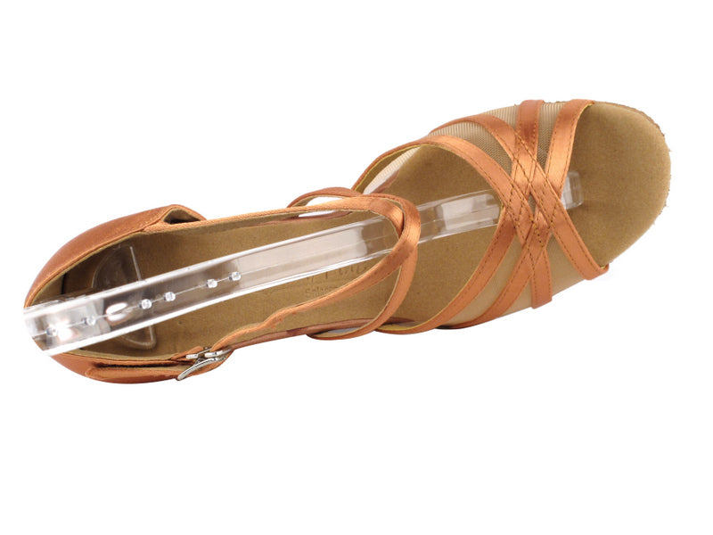 Ladies Rhythm/Latin SERA1605 Tan Satin/Flesh Mesh