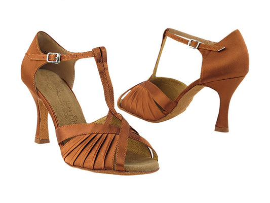 Ladies Rhythm/Latin SERA2707 Dark Tan Satin