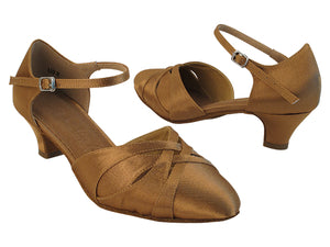 Ladies Cuban Heel SERA3542 Brown Satin