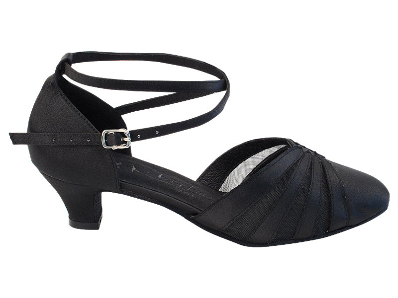 Ladies Cuban Heel SERA3543 Black Satin