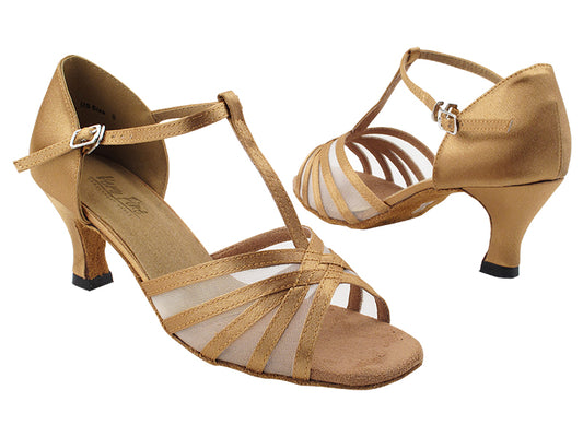 Ladies Rhythm and Latin SERA16612 Brown Satin/Flesh Mesh