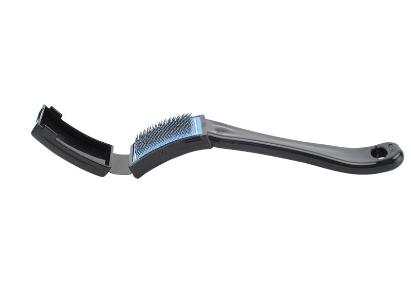 Plastic Handle Suede Sole Shoe Brush - Black