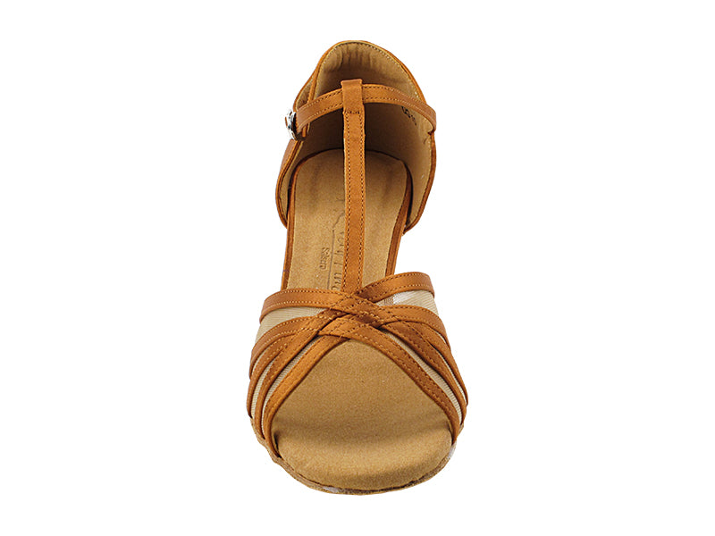 Ladies Rhythm and Latin SERA16612 Dark Tan Satin/Flesh Mesh